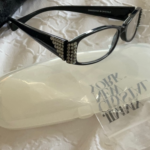 Jimmy Crystal Accessories - NEW JIMMY CRYSTAL SWAROVSKI 1.5 READERS GREY CRYSTALS BLACK FRAME